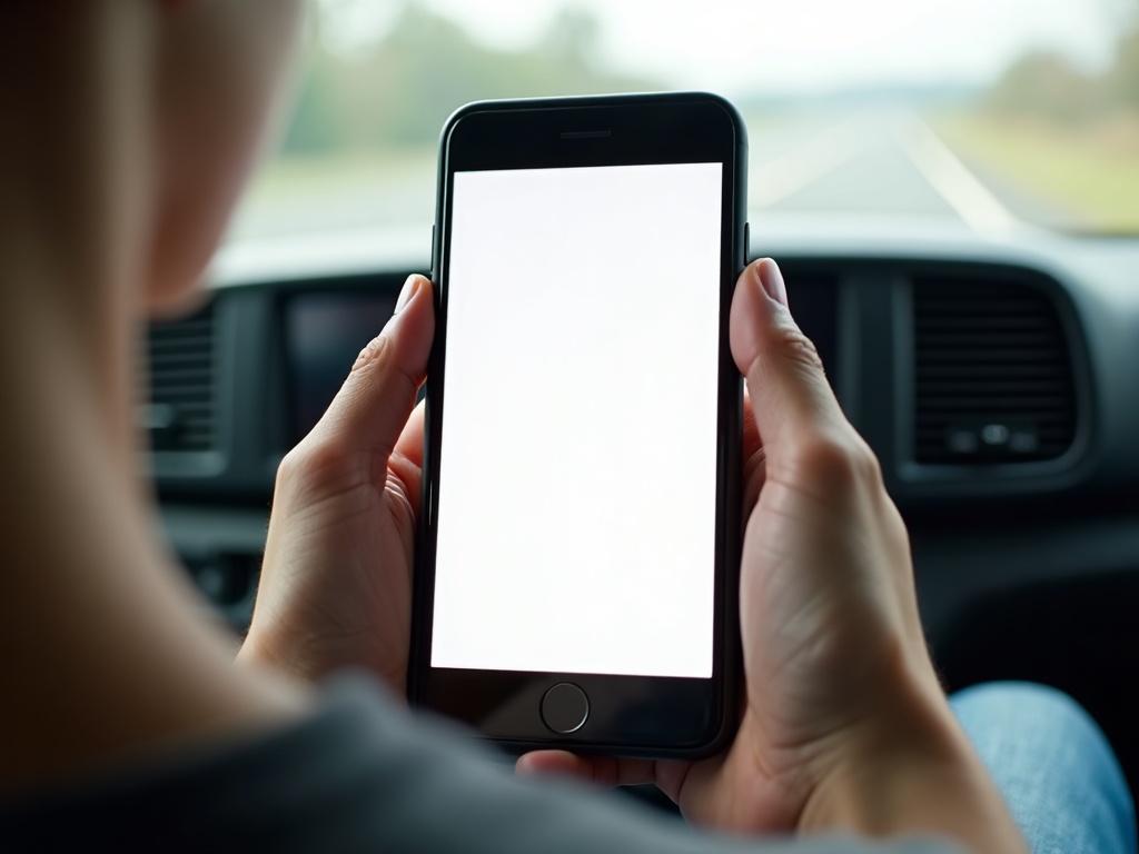 Hands holding a phone showing the day's job schedule